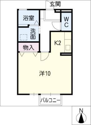イーストステージ(1K/2階)の間取り写真