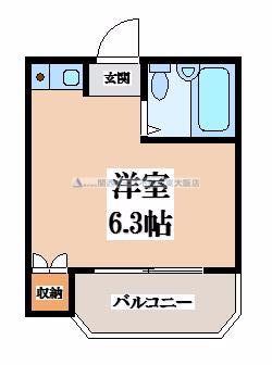 ハイツ日岡(1K/4階)の間取り写真