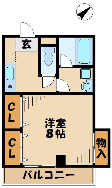 新屋ビル(1K/2階)の間取り写真