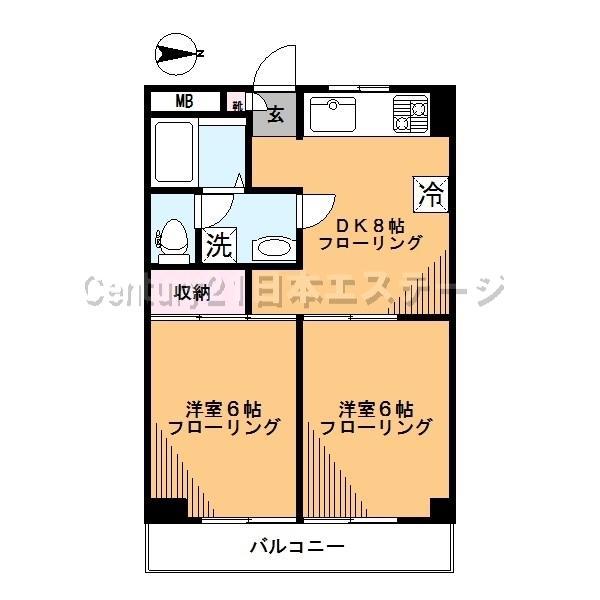 ベルマノワール(2DK/2階)の間取り写真