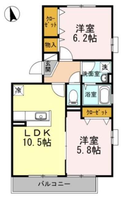 プレスフィールド(2LDK/1階)の間取り写真