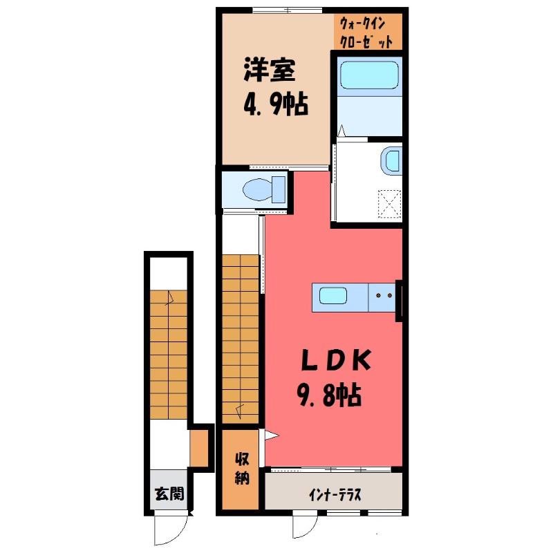 クイーンズタウン(1LDK/2階)の間取り写真