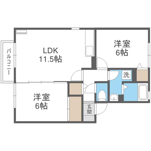 リバーサイド志免(2LDK/1階)の間取り写真