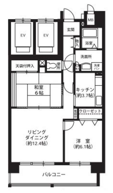 ウエストコート8番街(2LDK/10階)の間取り写真