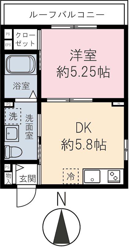 K.S MAISON(1DK/3階)の間取り写真