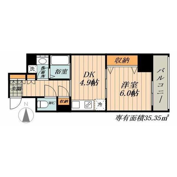 THE RESIDENCE OF NAGOYA T03(1DK/4階)の間取り写真