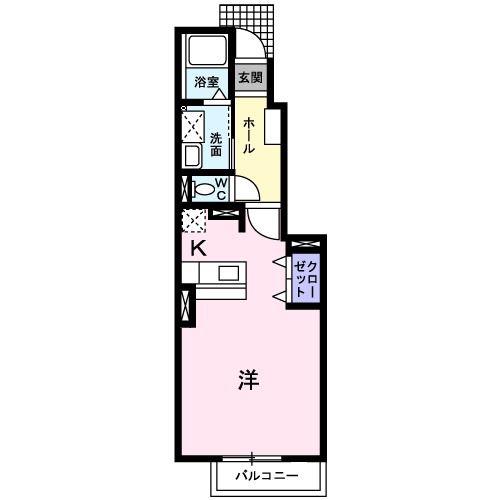 エクシードK(ワンルーム/1階)の間取り写真
