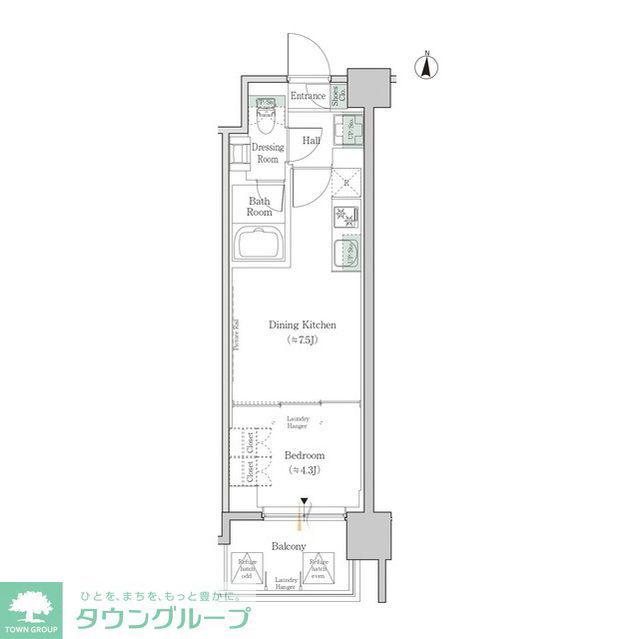 ワンルーフレジデンス錦糸町(1DK/8階)の間取り写真
