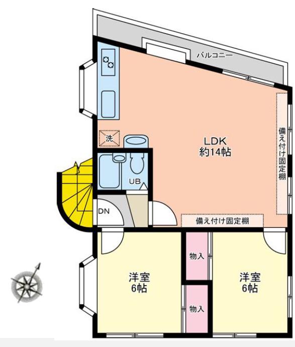 テトラハイム(2LDK/4階)の間取り写真