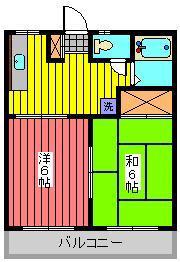 コーポ杉の子(2DK/2階)の間取り写真