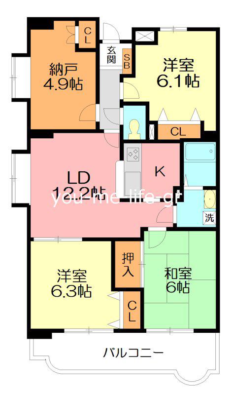 サンジュネス湘南(4LDK/1階)の間取り写真