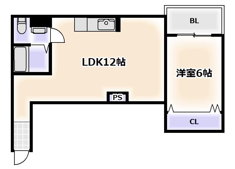 八阪ハイツ(1LDK/8階)の間取り写真