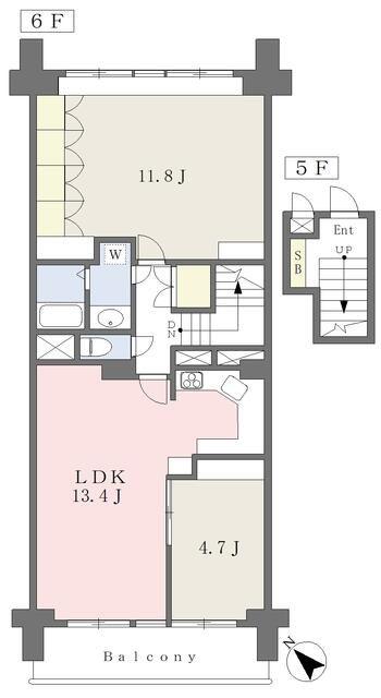 目黒台マンション(2LDK/6階)の間取り写真