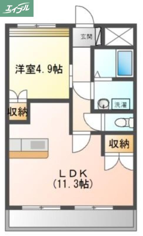 エルガーデン白石(1LDK/2階)の間取り写真