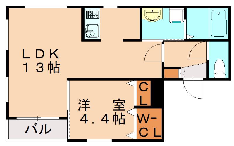 フェリシテ箱崎宮前(1LDK/3階)の間取り写真