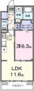 パルク大西(1LDK/3階)の間取り写真