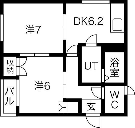 フェアリー1番館(2DK/1階)の間取り写真