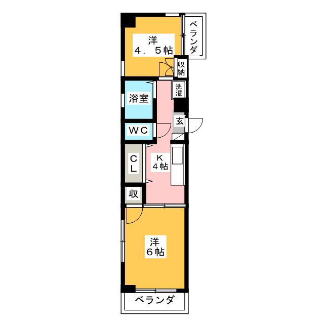 錦糸町セントラルハイツ(2K/3階)の間取り写真