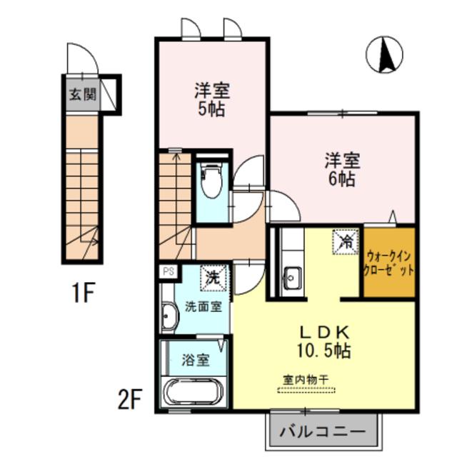 D-ROOMシルクマムA(2LDK/2階)の間取り写真