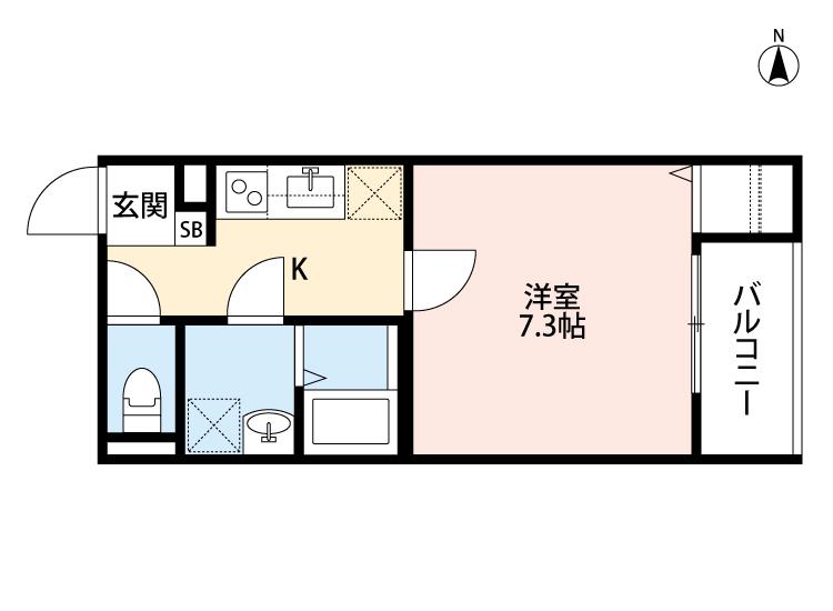 ディアコート巽南(1K/2階)の間取り写真