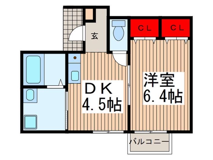 DORF(1DK/1階)の間取り写真