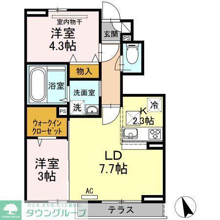 サンハイム宮前(2LDK/1階)の間取り写真