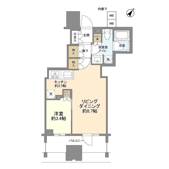 グランリビオ表参道(1LDK/3階)の間取り写真