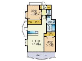 ドルチェ・ヴィータ(2LDK/1階)の間取り写真