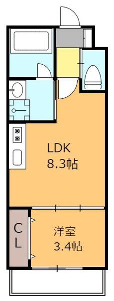 ラルヴェール試験場前Ⅰ(1LDK/3階)の間取り写真