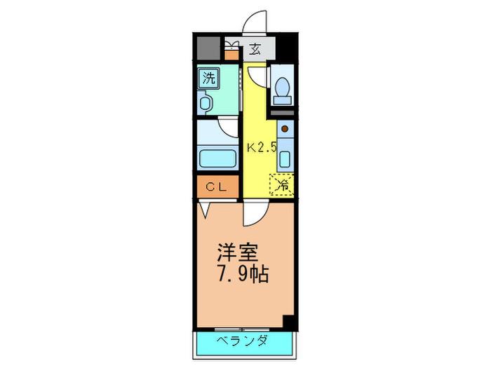 アンビション(1K/8階)の間取り写真