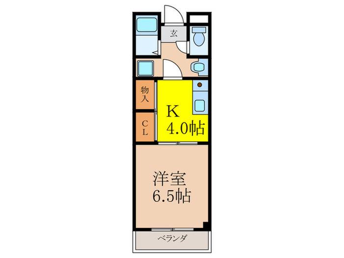 イーストフィールド(1K/6階)の間取り写真