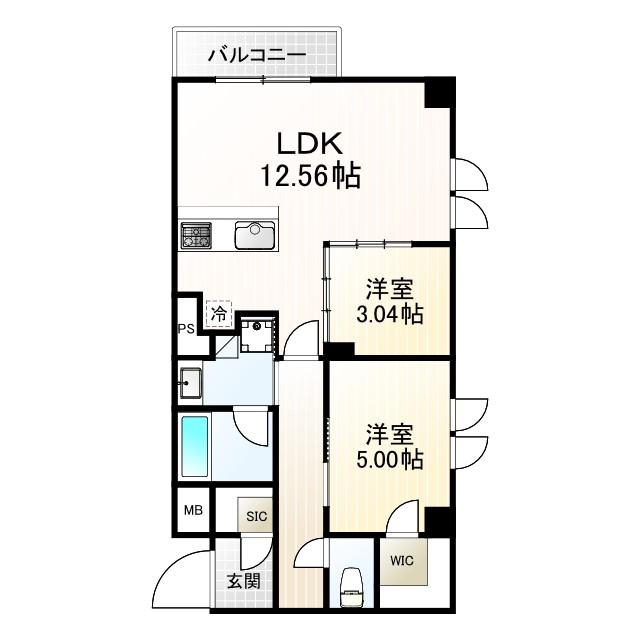 エルスタンザ西荻MODERNO(2LDK/2階)の間取り写真