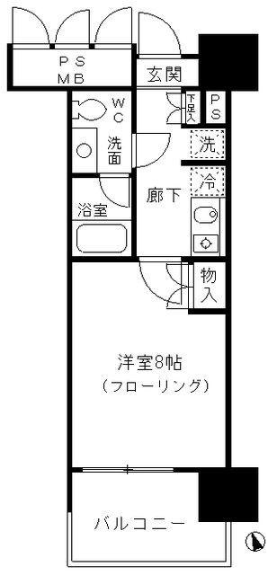 フォンテーヌ芝浦(1K/10階)の間取り写真