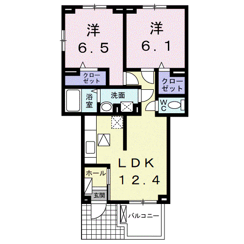 タカス サザンハイツ(2LDK/1階)の間取り写真