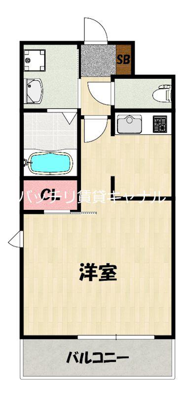 アルファシオフリード(1K/3階)の間取り写真