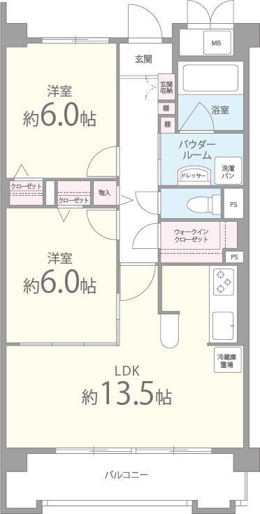 タンドル シャトー(2LDK/1階)の間取り写真