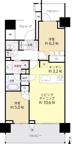 グランドメゾン神楽坂(2LDK/3階)の間取り写真