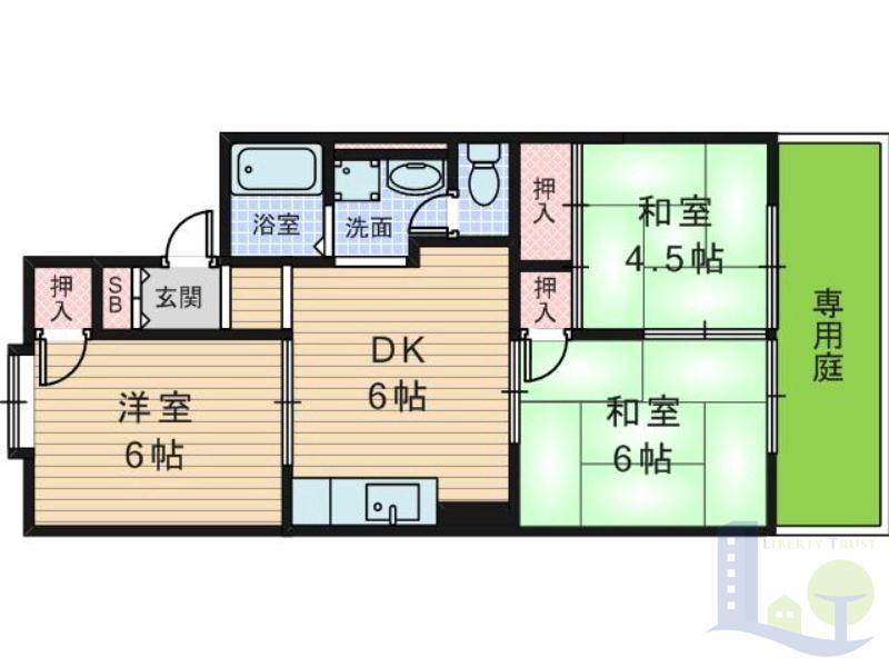 パセオ豊里(3DK/1階)の間取り写真