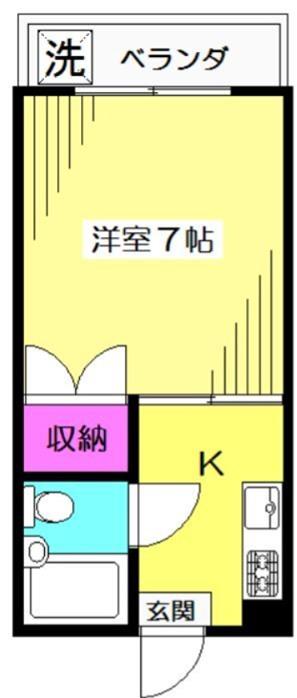 フラット北町(1K/1階)の間取り写真