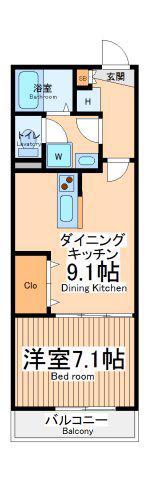 コーポウィステリア2(1DK/2階)の間取り写真