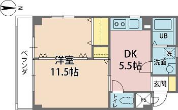 ディライト21(1SDK/2階)の間取り写真