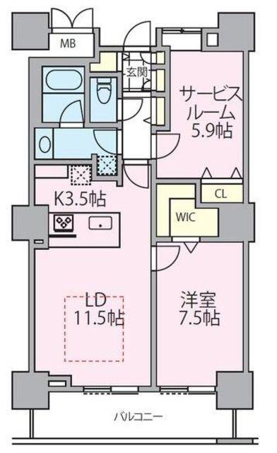 ロイヤルパークスタワー南千住(1SLDK/23階)の間取り写真