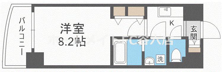 サムティ中之島ウエスト(1K/9階)の間取り写真