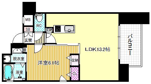 ベルフェリーク天満橋(1LDK/5階)の間取り写真
