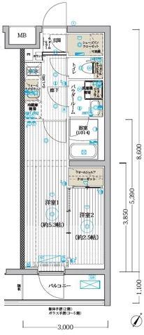 ブライズ堀切菖蒲園(2K/2階)の間取り写真