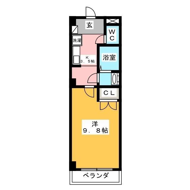 ポレール梅林(1K/7階)の間取り写真