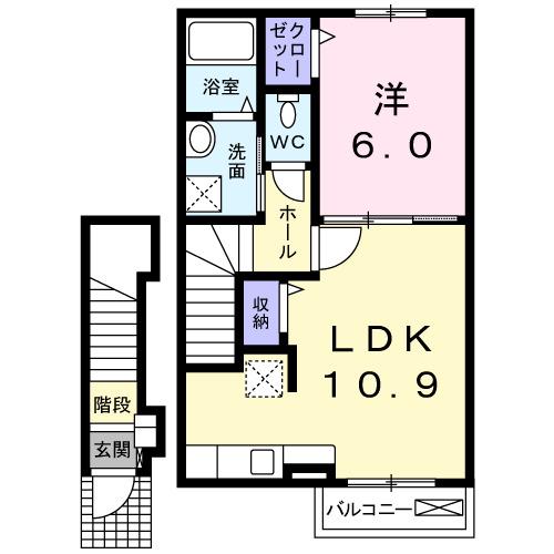 グレースランド(1LDK/2階)の間取り写真