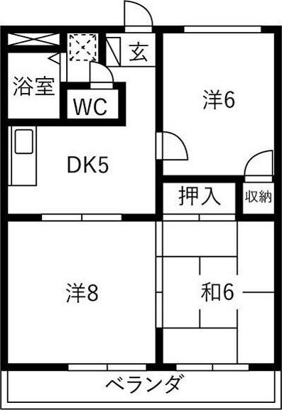 シャトーK1(3DK/3階)の間取り写真