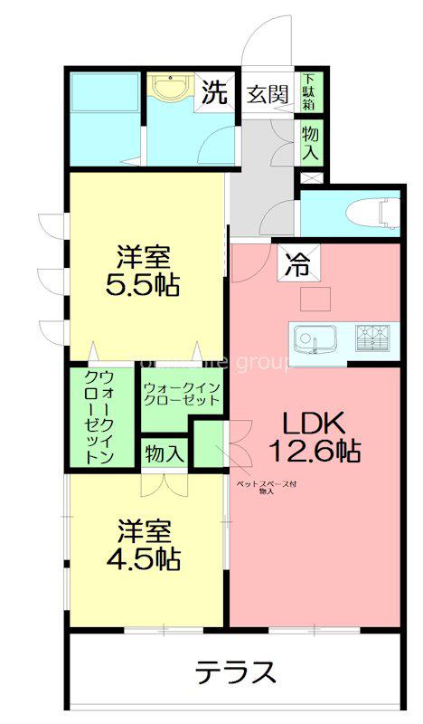 湘南クレスト(2LDK/1階)の間取り写真