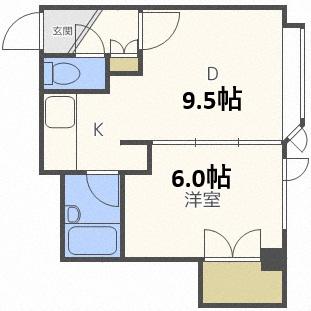 ニュープログレスビル(1LDK/4階)の間取り写真